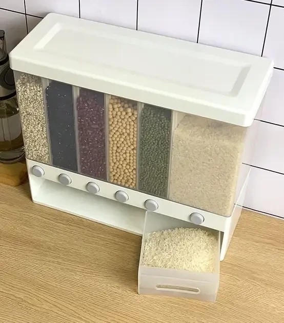 УЦЕНКА! ОРГАНАЙЗЕР для сыпучих продуктов Assorted Grain Rice Bucket Диспенсер (Повреждена крышка 2666)