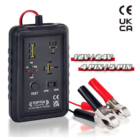 Тестер автомобільних реле 12V/24V, 4-pin/5-pin TOPTUL EAAE0124