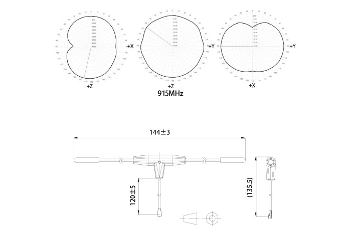 Антена FrSky диполь для приймачів R9 SX, MX, Slim+ IPEX1 (915 МГц)