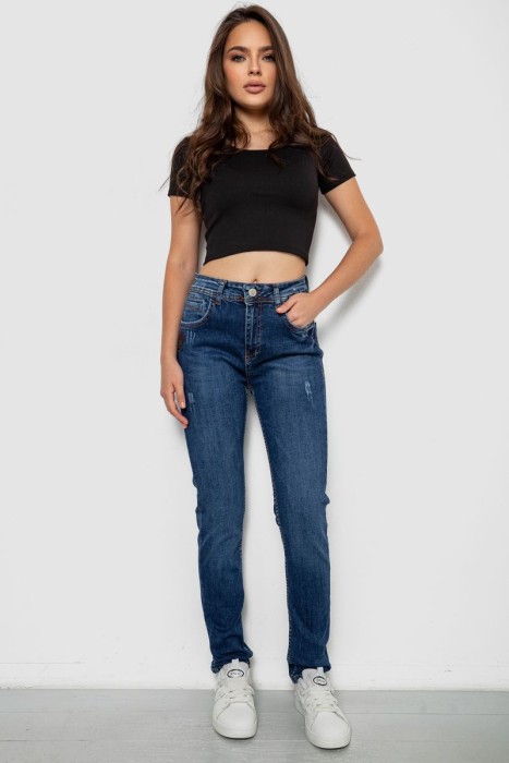 Джинси жіночі однотонні Skinny, колір синій, 244R11966