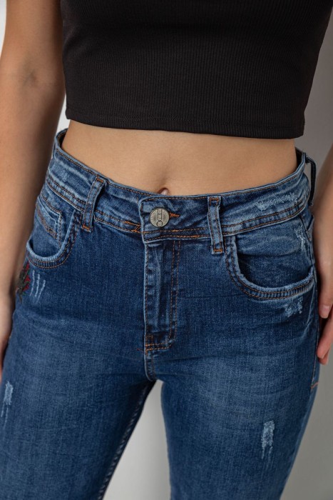 Джинси жіночі однотонні Skinny, колір синій, 244R11966