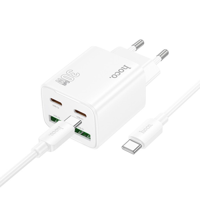 МЗП Hoco N56 Fundador PD30W four-port (2USB-A/2C) + кабель Type-C to Type-C Black