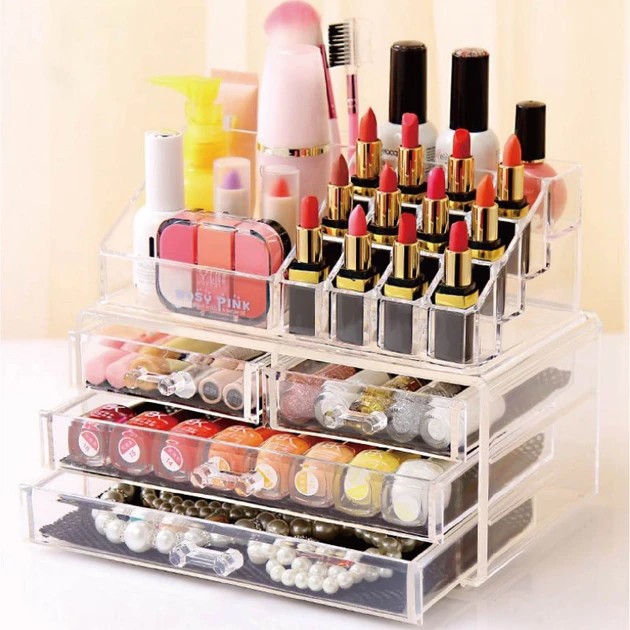 УЦЕНКА! Органайзер-стойка для косметики с 4 ящичками Cosmetic Storage Box (Повреждение корпуса 3049)