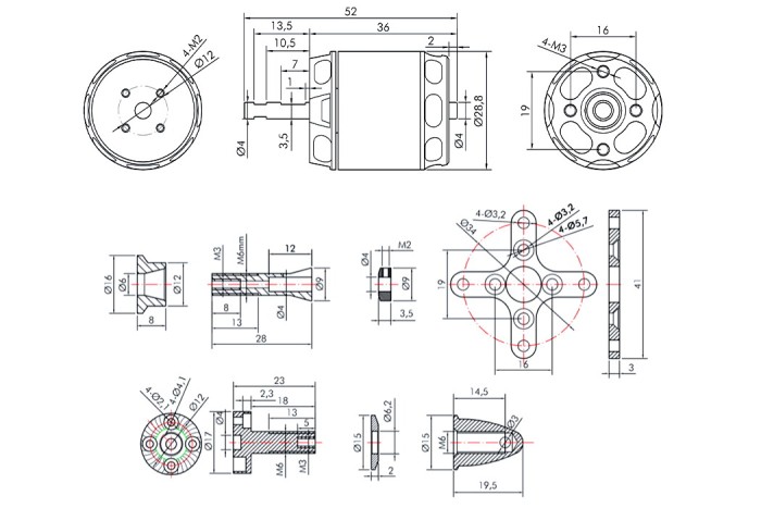 Мотор T-Motor AT2317 KV1400 700W 2-4S для літаків