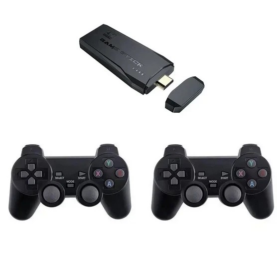 Игровая приставка M8 64gb Mini Game Stick 4K HDMI + 2 беспроводных джойстика, консоль для телевизора