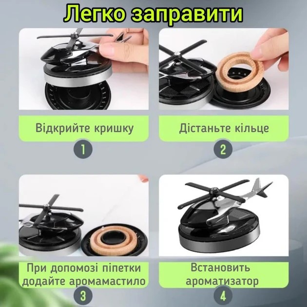 Автомобильный многоразовый GREY ароматизатор вертолет для авто парфюм в машину пахучка салона