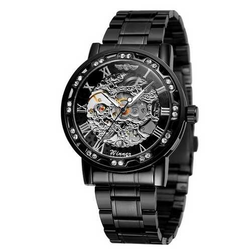 Winner 8012 Diamonds Automatic Black-Silver