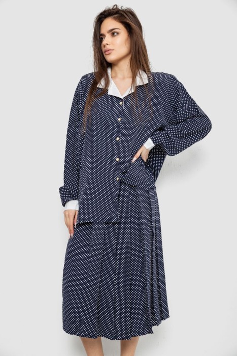 Костюм жіночий класичний у горох, колір чорно-білий, 167R3001