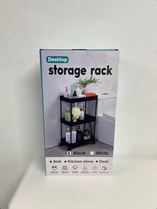 Узкая полка тележка на колесах для ванной и кухни на 3 яруса 61*40*26 см STORAGE RACK-3