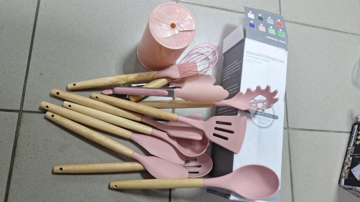УЦЕНКА! Набор принадлежностей силикон 12 предметов Kitchen Set RD-1204 Розовый (Плохая упаковка,трещина 3054)
