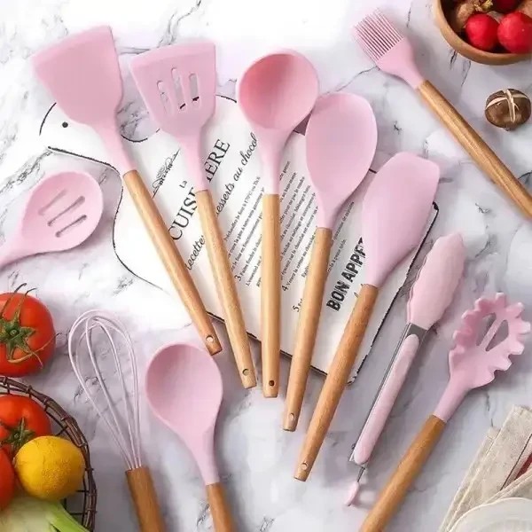 УЦЕНКА! Набор принадлежностей силикон 12 предметов Kitchen Set RD-1204 Розовый (Плохая упаковка,трещина 3054)