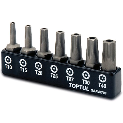 Набір біт TORX з отвором TOPTUL 1/4" 7 од. (T10-T40) GAAV0703