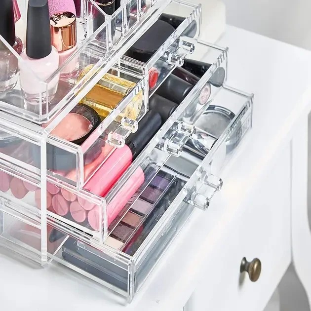УЦЕНКА! Органайзер-стойка для косметики с 4 ящичками Cosmetic Storage Box (Повреждение корпуса 3055)