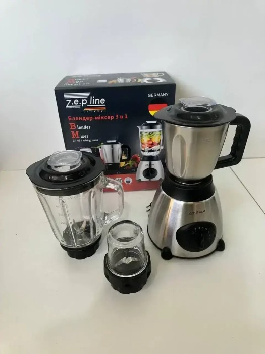 УЦЕНКА! Блендер с кофемолкой и мясорубкой со стеклянной чашей 3в1 Zepline ZP-081 (Плохая упаковка 3099)
