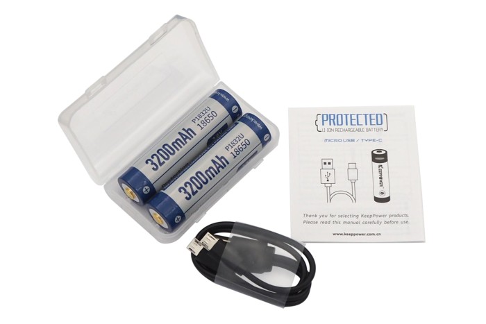 Акумулятор Li-Ion 18650 Keeppower 3200мАч 8А MicroUSB (с защитой) 2 шт