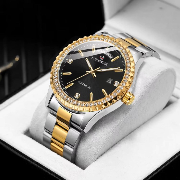 Forsining 6919 Silver-Gold-Black Steel
