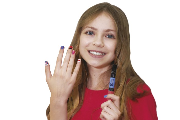 Дитячий лак-олівець для нігтів Malinos Creative Nails на водній основі (2 кольори зелений + блакитний)