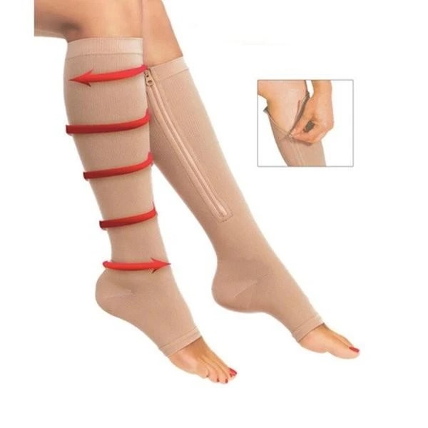 Компрессионные гольфы для фиксации лодыжек Zip Sox, S/m черный и бежевый
