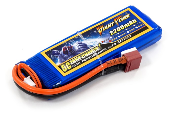 Акумулятор для страйкбола Giant Power (Dinogy) Li-Pol 2200 мАг 7.4 В 102x33x16 мм T-Plug 25C