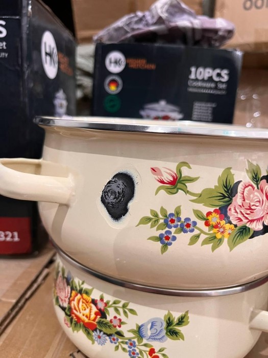 УЦЕНЕННЫЙ ТОВАР! Набор кастрюль Higher Kitchen ZP-321 10 шт (Стерлась эмаль на кастрюле )