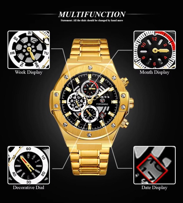 Forsining 6914 Gold-Black Steel