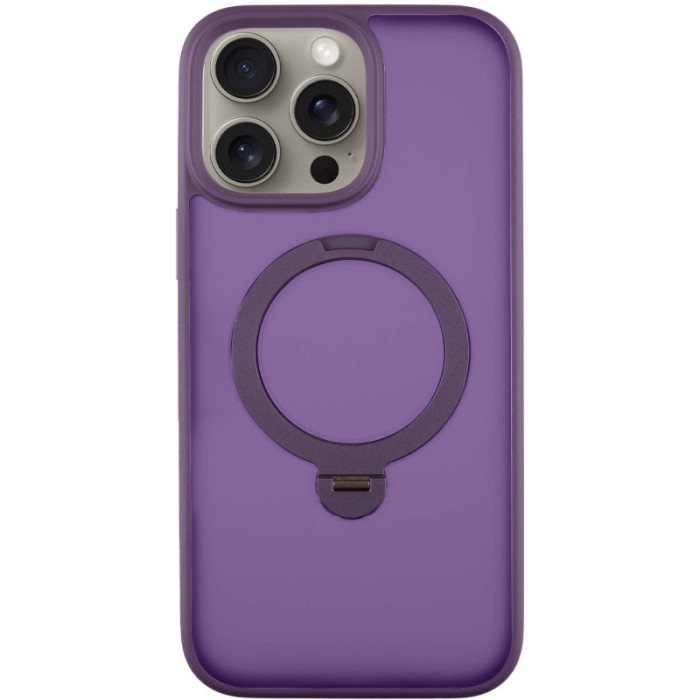 TPU+PC чохол Metal Buttons with MagSafe Colorful HQ Ring для Apple iPhone 14 Pro Max (6.7") Purple
