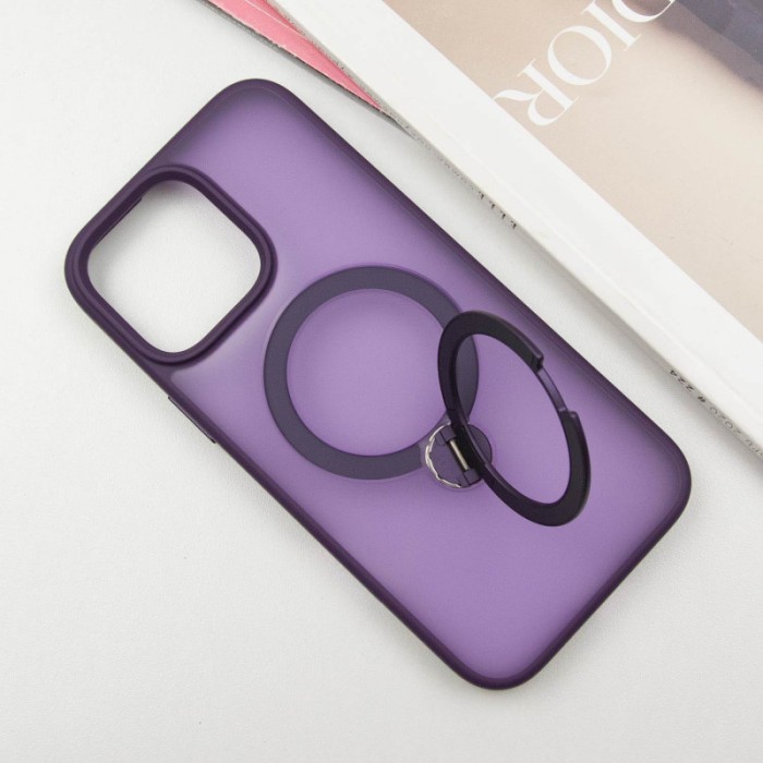 TPU+PC чохол Metal Buttons with MagSafe Colorful HQ Ring для Apple iPhone 14 Pro Max (6.7") Purple