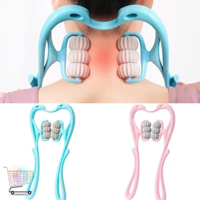 Ручной мультироликовый массажер для шеи и тела Neck Stretcher с вращающимися 360° рельефными роликами