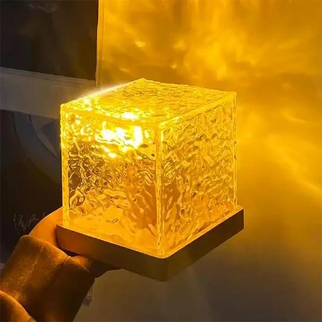 Ночник проектор КУБ с проекцией воды Настольная RGB лампа с эффектом водяной волны