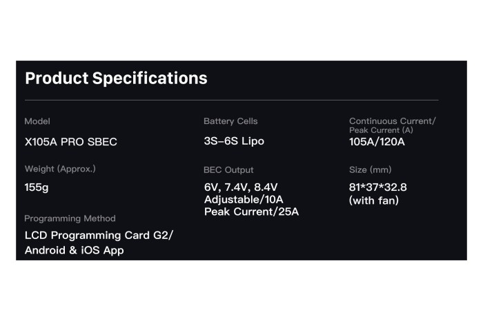 Регулятор ходу Sunnysky X105A PRO SBEC 3-6S для авіамоделей