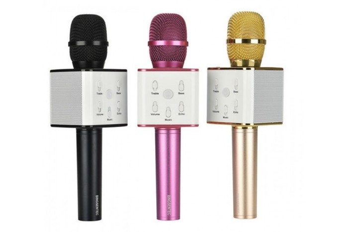 Bluetooth микрофон для караоке Q7 Блютуз микро + ЧЕХОЛ Черный
