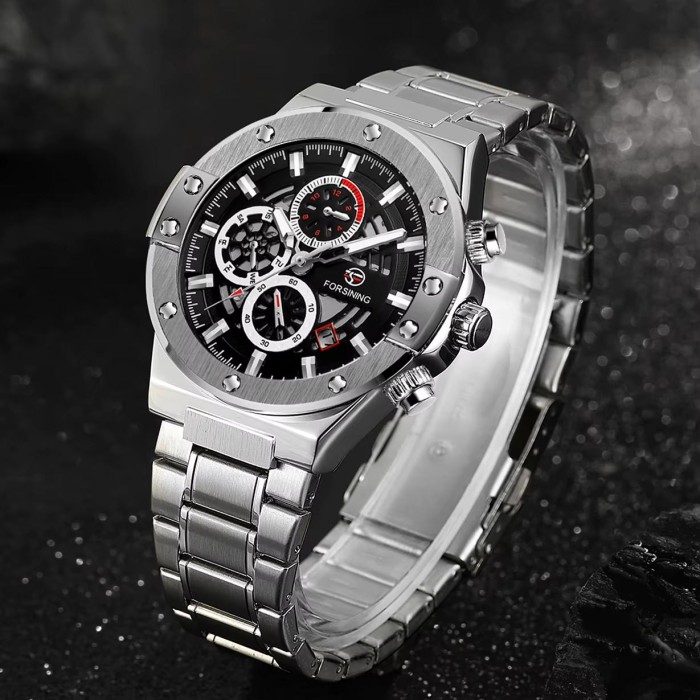 Forsining 6914 Silver-Black Steel