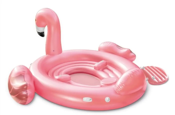 Надувной матрас плавательный остров Intex 57297 "Фламинго" для отдыха на воде, Четырехместный надувной плот