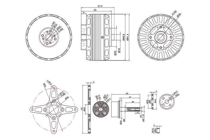 Мотор T-Motor AT7215 30CC KV245 8S-10S 5000W для літаків