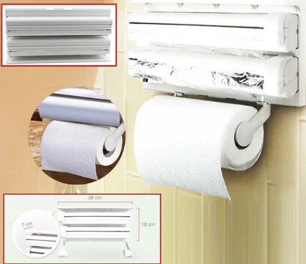 Кухонный тройной держатель Triple Paper Dispenser 3 в 1 для бумажных полотенец пищевой пленки и фольги