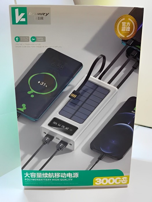 Power Bank Kamry 30000 mAh K-300 с солнечной панелью и проводами