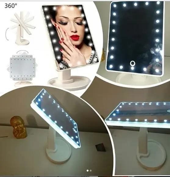 УЦЕНКА! Зеркало настольное с подсветкой LED - бренд Large Led Mirror (Трещина на зеркале 2592)