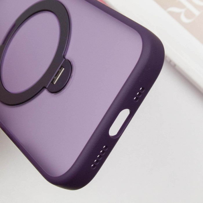 TPU+PC чохол Metal Buttons with MagSafe Colorful HQ Ring для Apple iPhone 14 / 13 (6.1") Purple