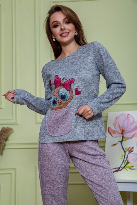 Жіночий костюм штани + кофта, сіро-синього кольору, 172R1211