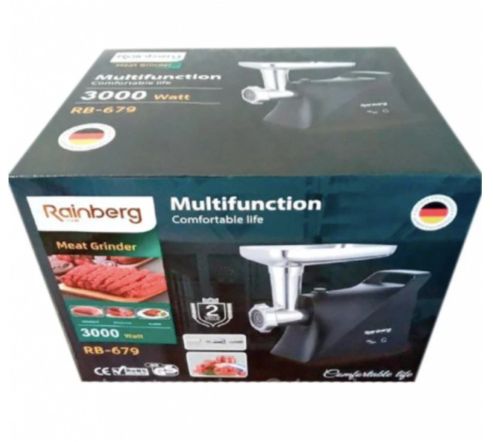 Мясорубка Rainberg RB-679 3000W Black 2в1 Электрическая Электро соковыжималка Электро мясорубка