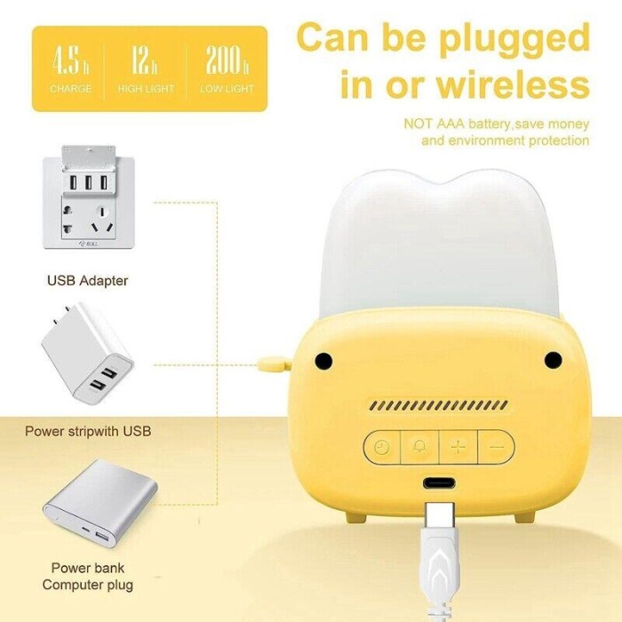 Настольные часы с будильником Желтый, Тостер /Детские часы с LED подсветкой