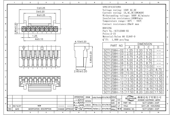 Кабель 15см з одним конектором Micro JST GH 1.25мм F (10 pin)