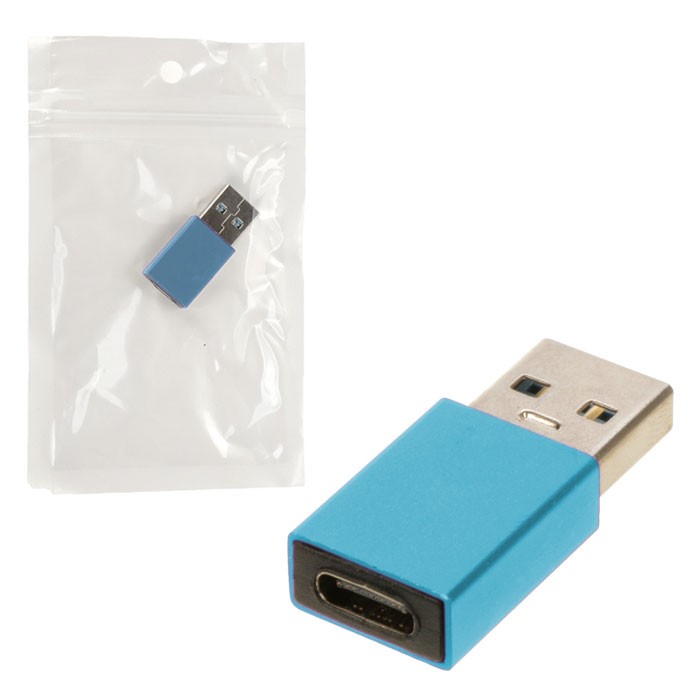 Переходник TU001 Metal Type-C - USB 3.0 голубой