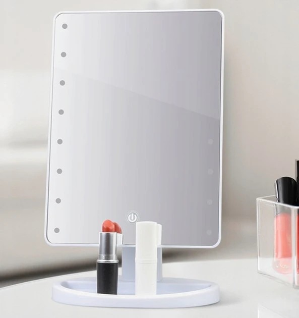 Настольное Зеркало с подсветкой Large 16LED Mirror для макияжа Белый
