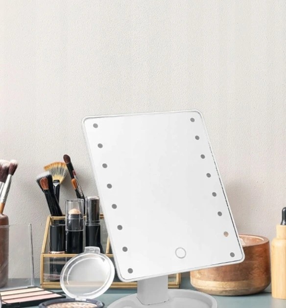 Настольное Зеркало с подсветкой Large 16LED Mirror для макияжа Белый