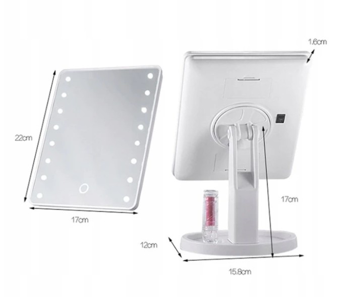 Настольное Зеркало с подсветкой Large 16LED Mirror для макияжа Белый