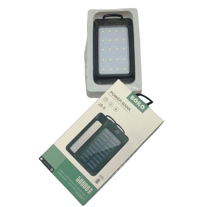 Повербанк с солнечной панелью (power bank) 50000mAh (2400mAh) Boro JS-5