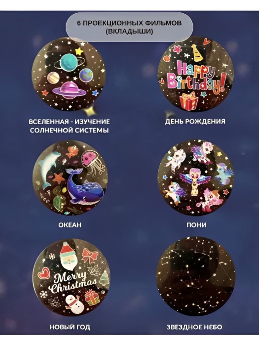 Ночник Проектор детский ( Не музыкальный) / Ночное звездное небо, детский светильник