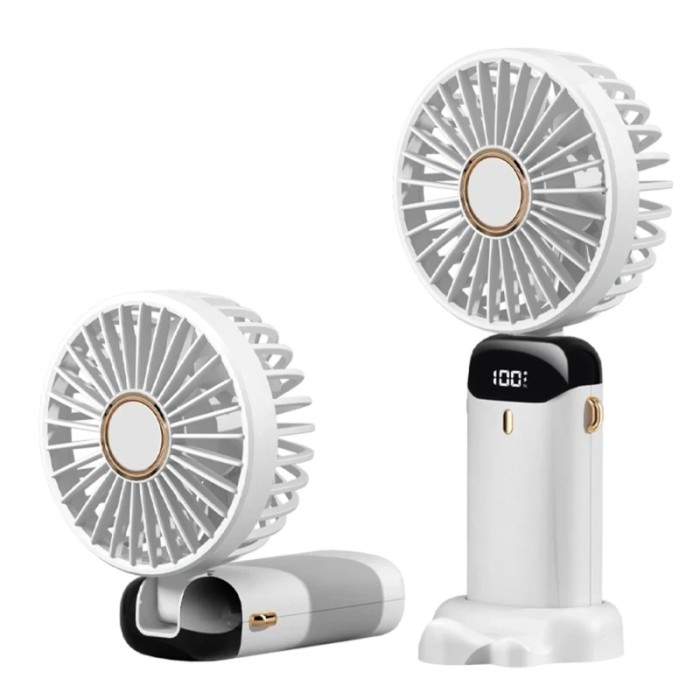 Портативный вентилятор Mini fan XL-880 диаметр 9 см с подставкой для телефона и дисплеем