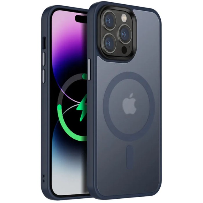 TPU+PC чохол Metal Buttons with MagSafe Colorful для Apple iPhone 13 Pro Max (6.7") Чорний / Black